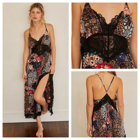 Free People Other - Free People Intimately right now midi slip dress nightie black combo festival